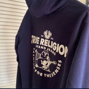 True religion medium zip up sweater navy blue